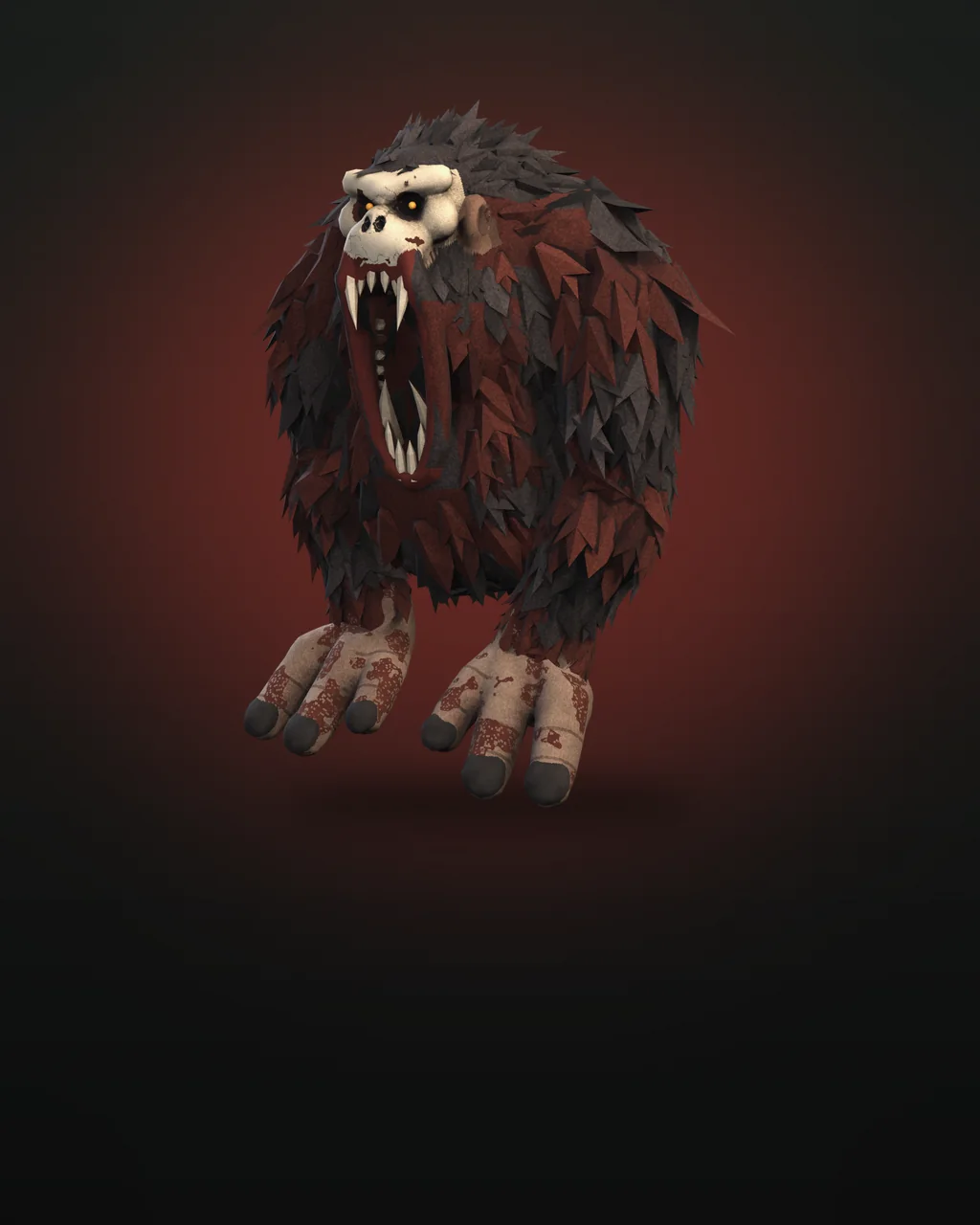 The Maw, a titan of shaggy red-black fur with a skull face and a gaping mouth