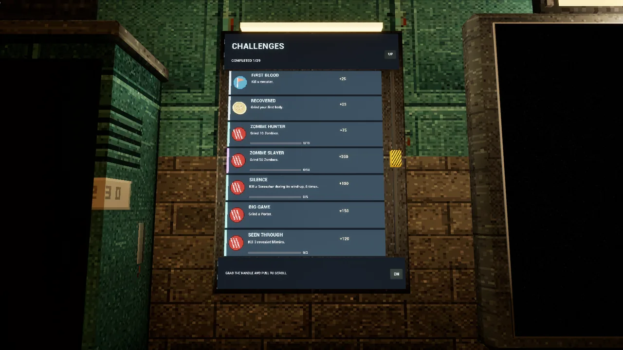 The challenge board on the hub wall
